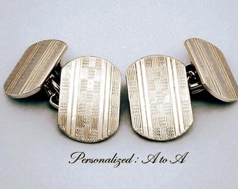 GEMELOS DE PLATA DE LEY DE LA A A, estilo Art Déco vintage