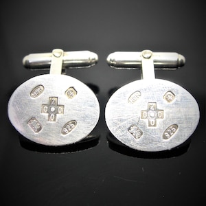 Sterling SILVER OVAL CUFFLINKS 2000 designed vintage