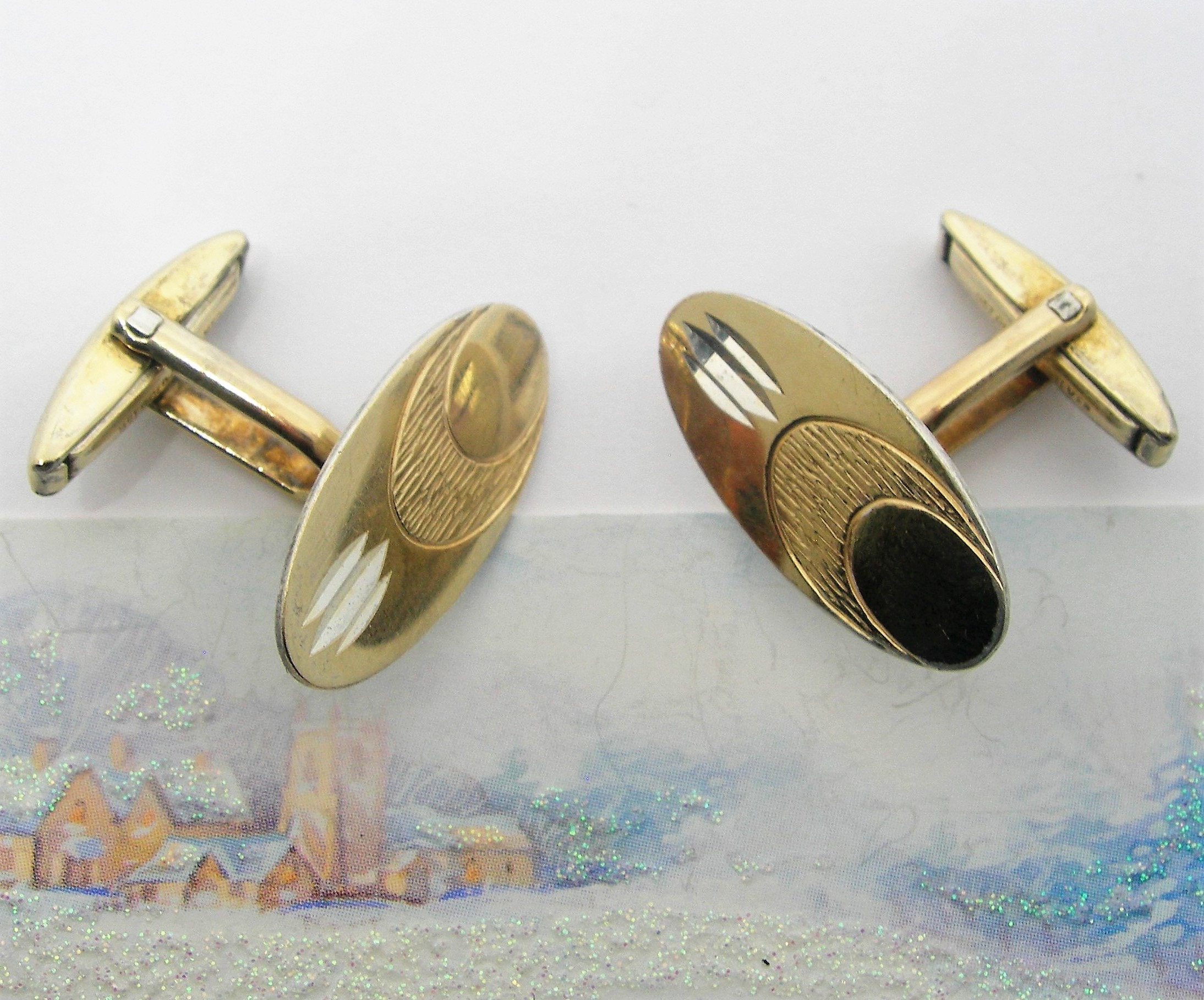Boutons De Manchette Ovales Classiques En Or 9 Carats - Chaîne Traditionnelle - Neuf Avec étiquettes