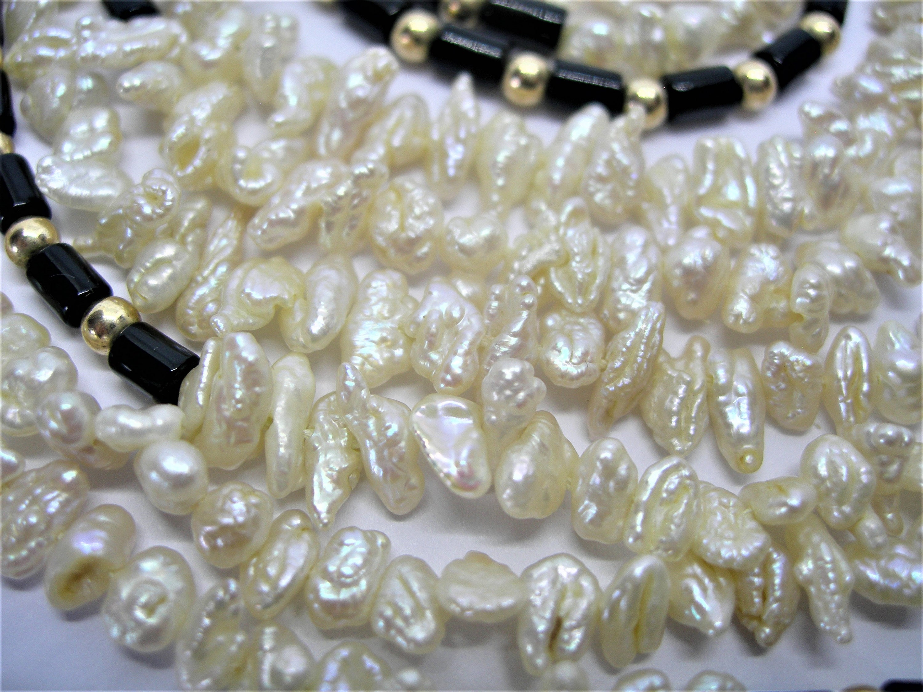 Extra Large Genuine Freshwater Pearls Necklace White and Black - Etsy UK