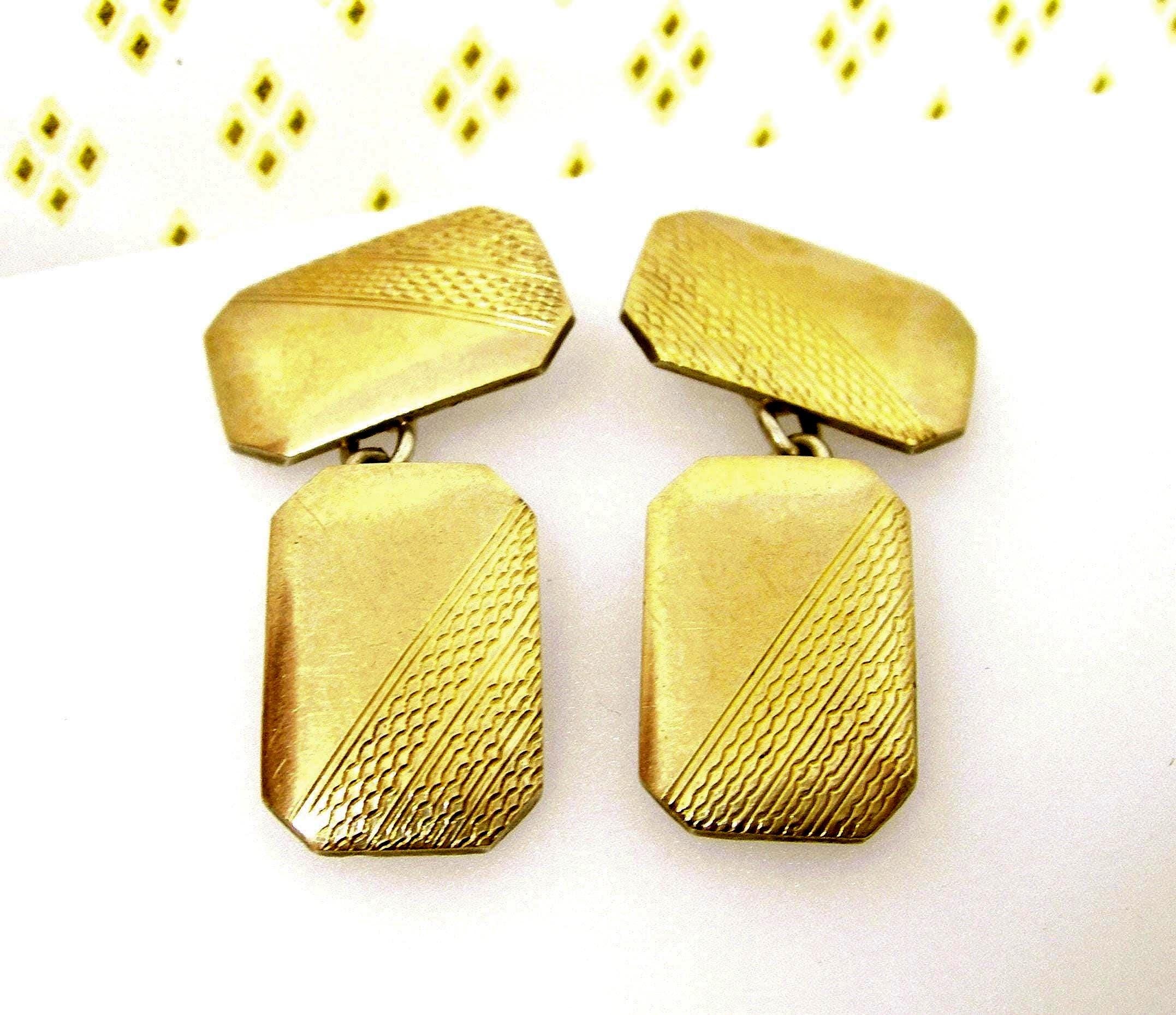 Boutons De Manchette Anciens Argent Et Or - Modèle 102616, Occasion En Bon état