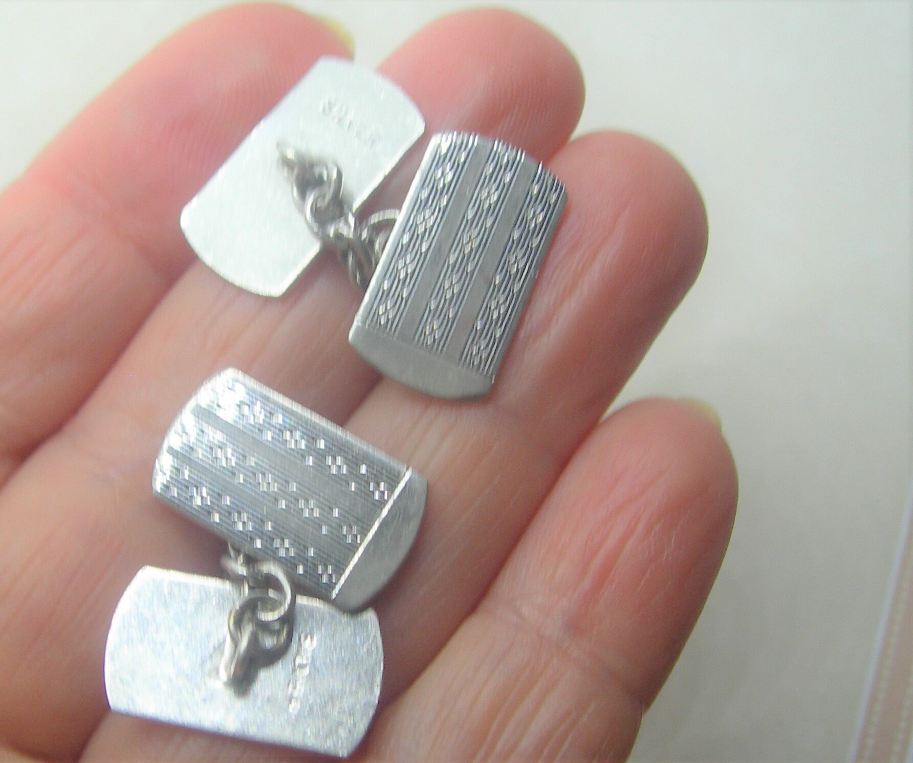 Boutons De Manchette Art Déco En Argent Massif Et Opercule D'escargot - Motif œil De Shiva - Occasion
