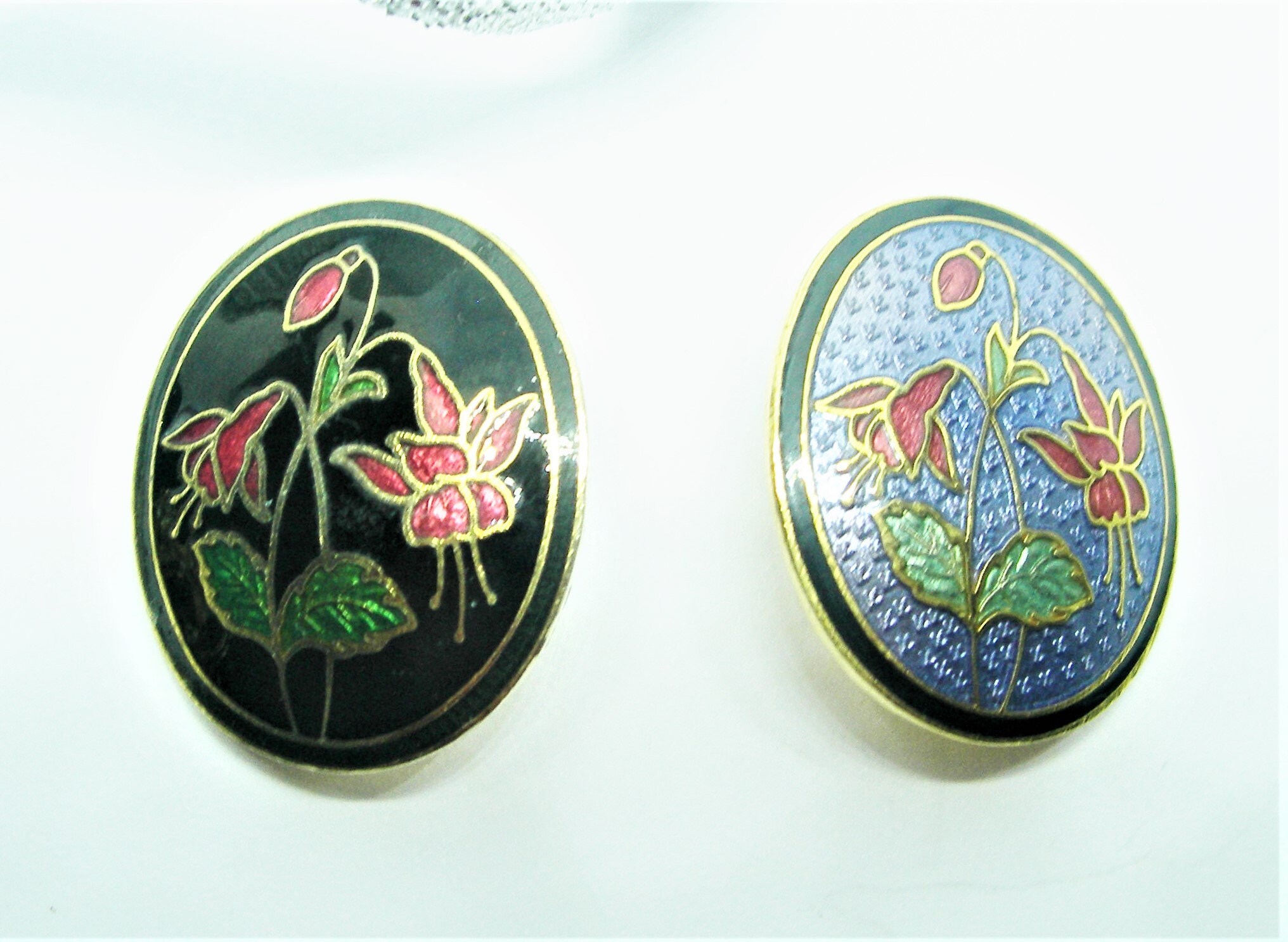 Two Little Cloisonné Brooches Etsy