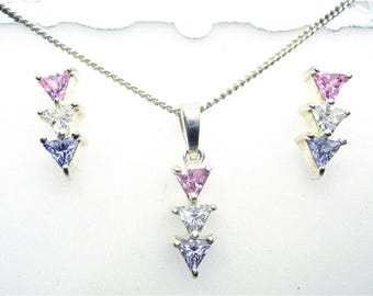 SPARKLING ZILVEREN GEOMETRISCHE sieradenset met zirkonen
