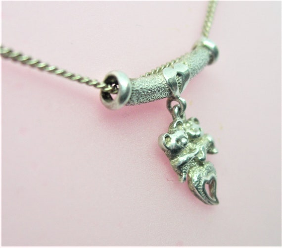 Sterling silver pendant Two little bears in love - image 2