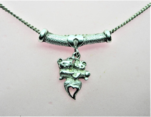 Sterling silver pendant Two little bears in love - image 1