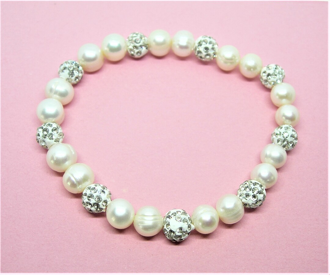 GENUINE FRESHWATER PEARLS Bracelet Sparkling Etsy
