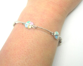 Kunstvoll gestaltetes Silber und Perlmutt Armband, Vintage