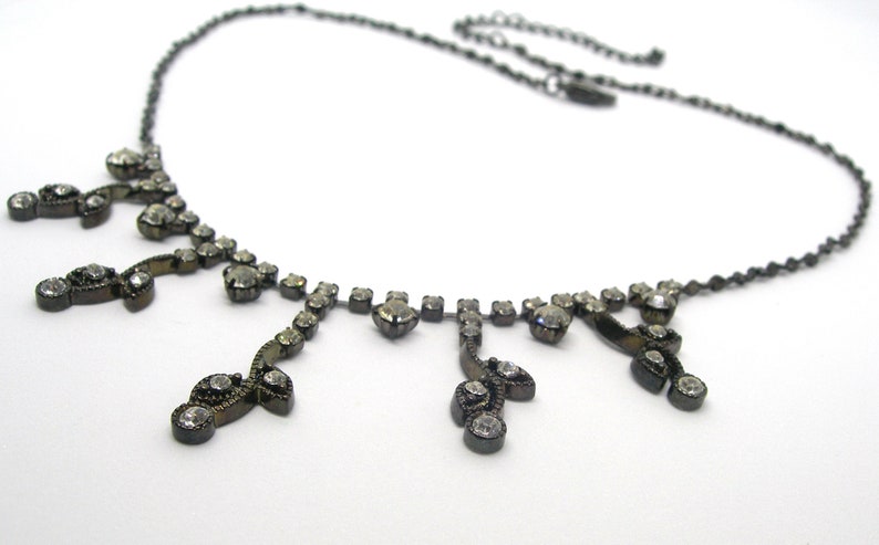 Rhinestones,Sparkling bib necklace vintage,adjustable