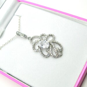 Sterling silver pendant necklace with sparkling zircon