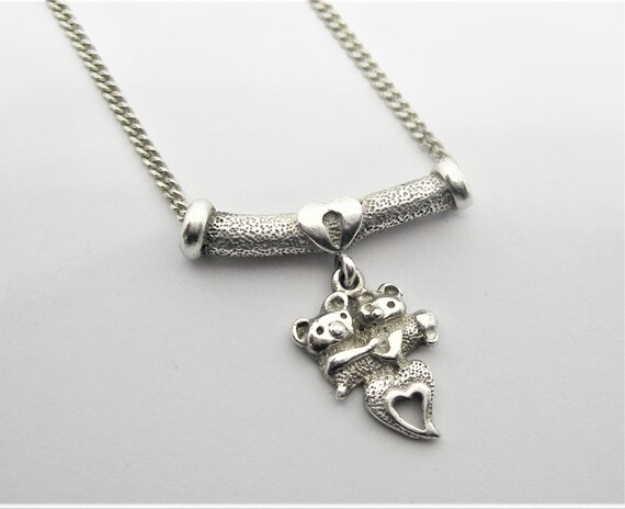 Sterling silver pendant Two little bears in love - image 5