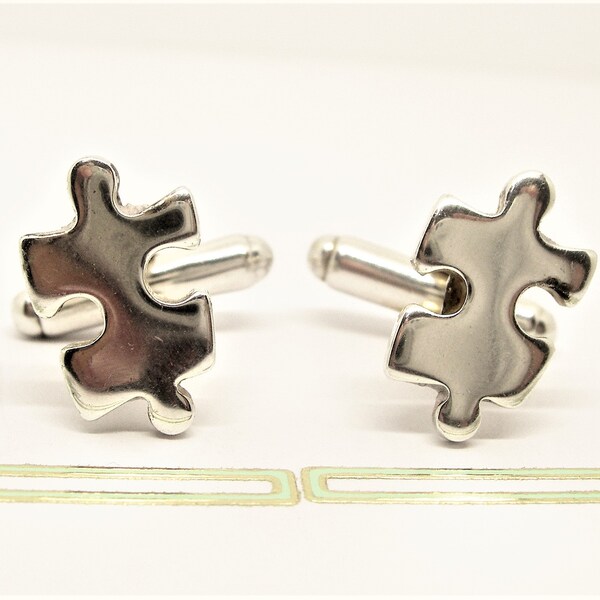 Sterling silver Cuff links Jigsaw Puzzles vintage