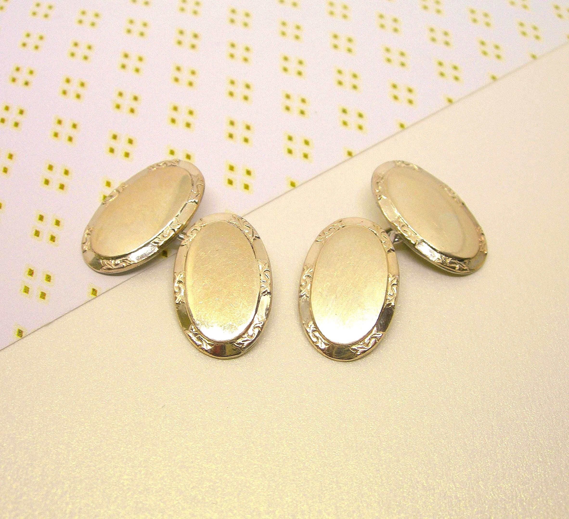 ヴィンテージ カフスボタン ゴールド 楕円デザイン