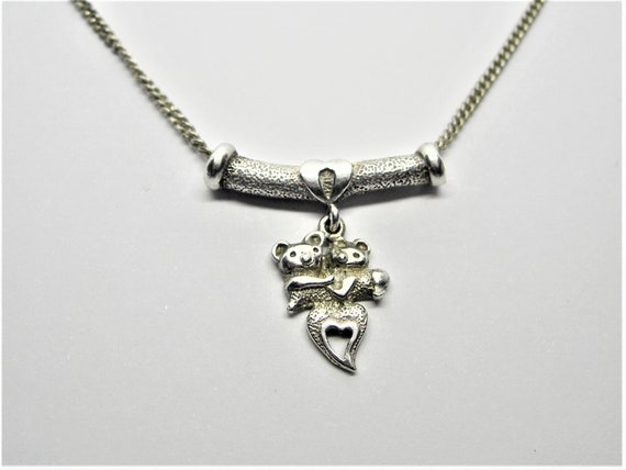 Sterling silver pendant Two little bears in love - image 9