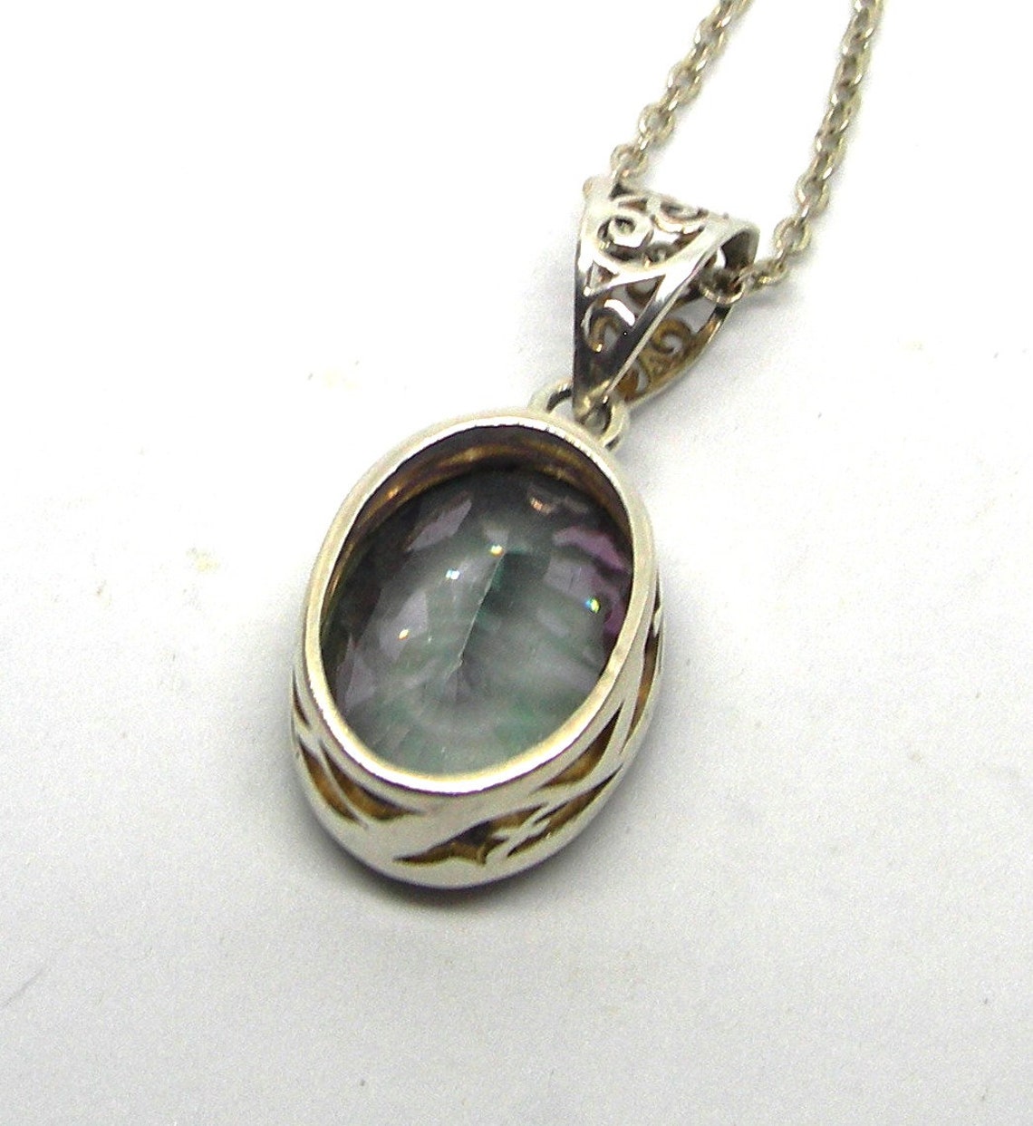 Sterling Silver Pendant Mystique Quartz Violet Etsy