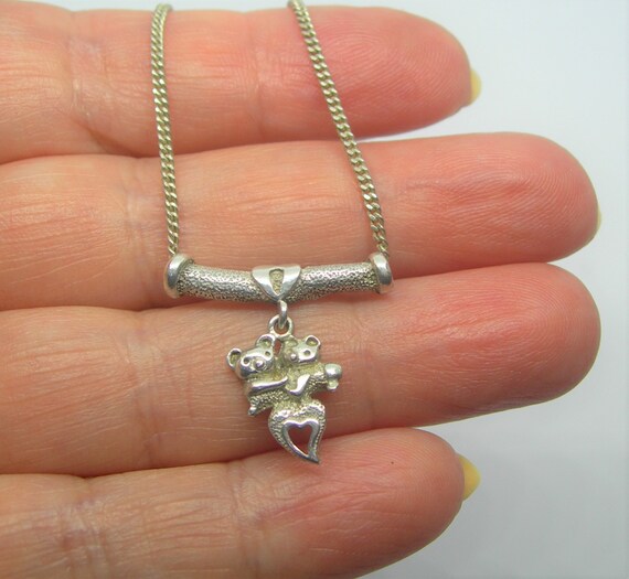 Sterling silver pendant Two little bears in love - image 4