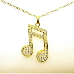 OTTAVA alta ORO sobre PLATA collar colgante grande con circonitas vintage