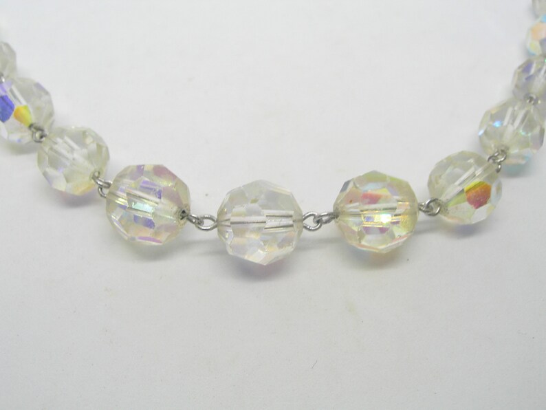 crystal necklace adjustable,wires sparkling beaded vintage Art Deco era