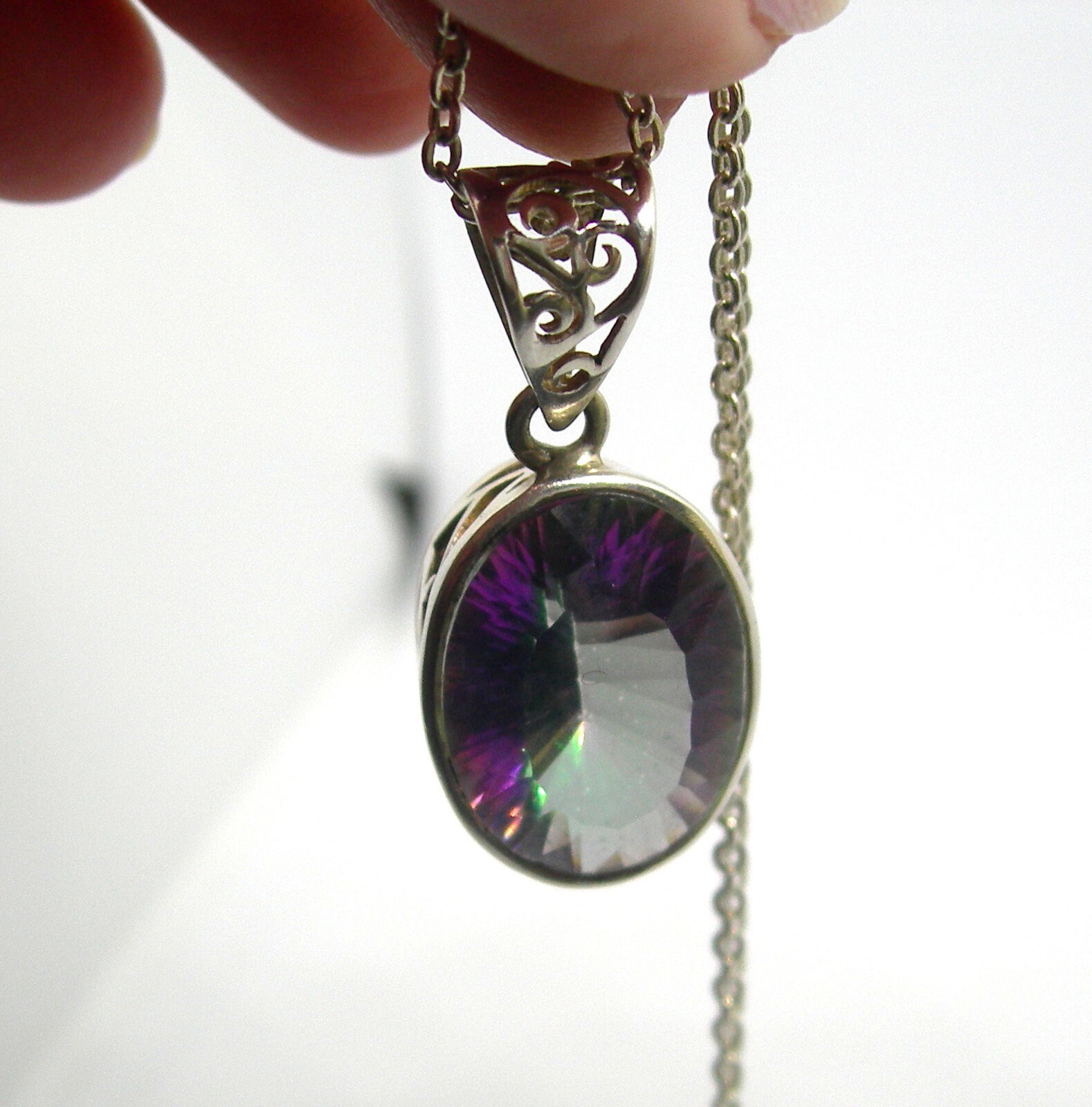 Sterling Silver Pendant Mystique Quartz Violet Etsy