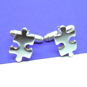 Sterling SILVER CUFFLINKS JIGSAW Puzzles vintage