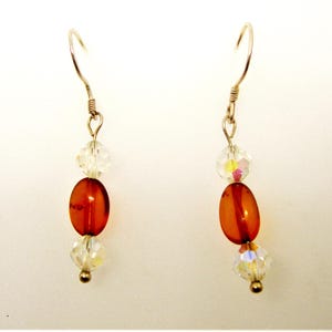 Baltic AMBER SILVER EARRINGS with crystals vintage