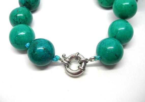 Chunky Turquoise necklace with large round beads - image 4