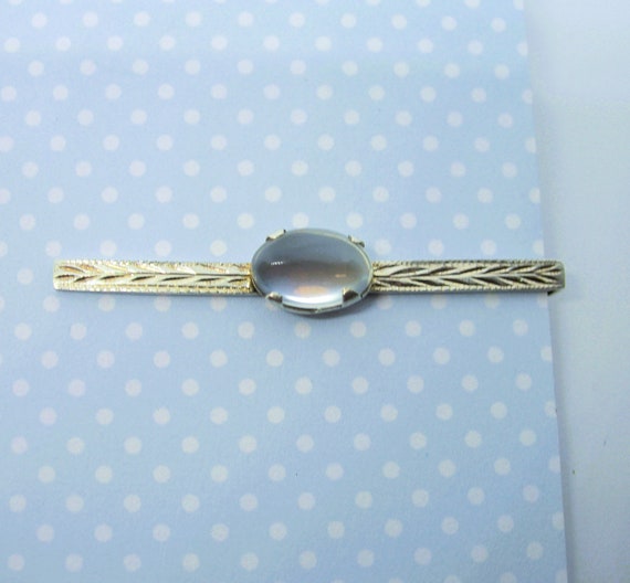 Sterling SILVER TIE CLIP Blue stone vintage - image 1