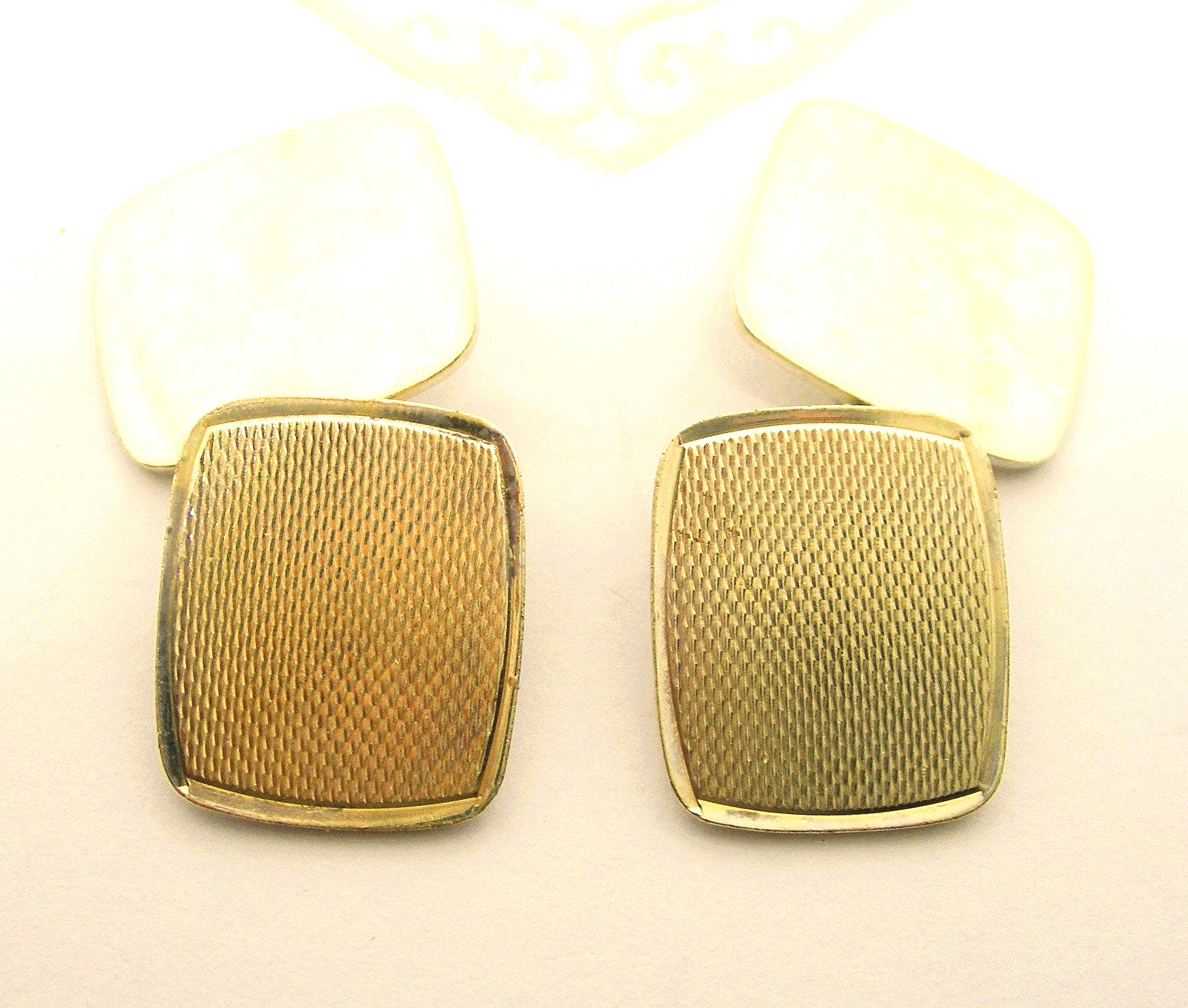 アールデコ 9カラットゴールドシルバーカフスボタン ヴィンテージ