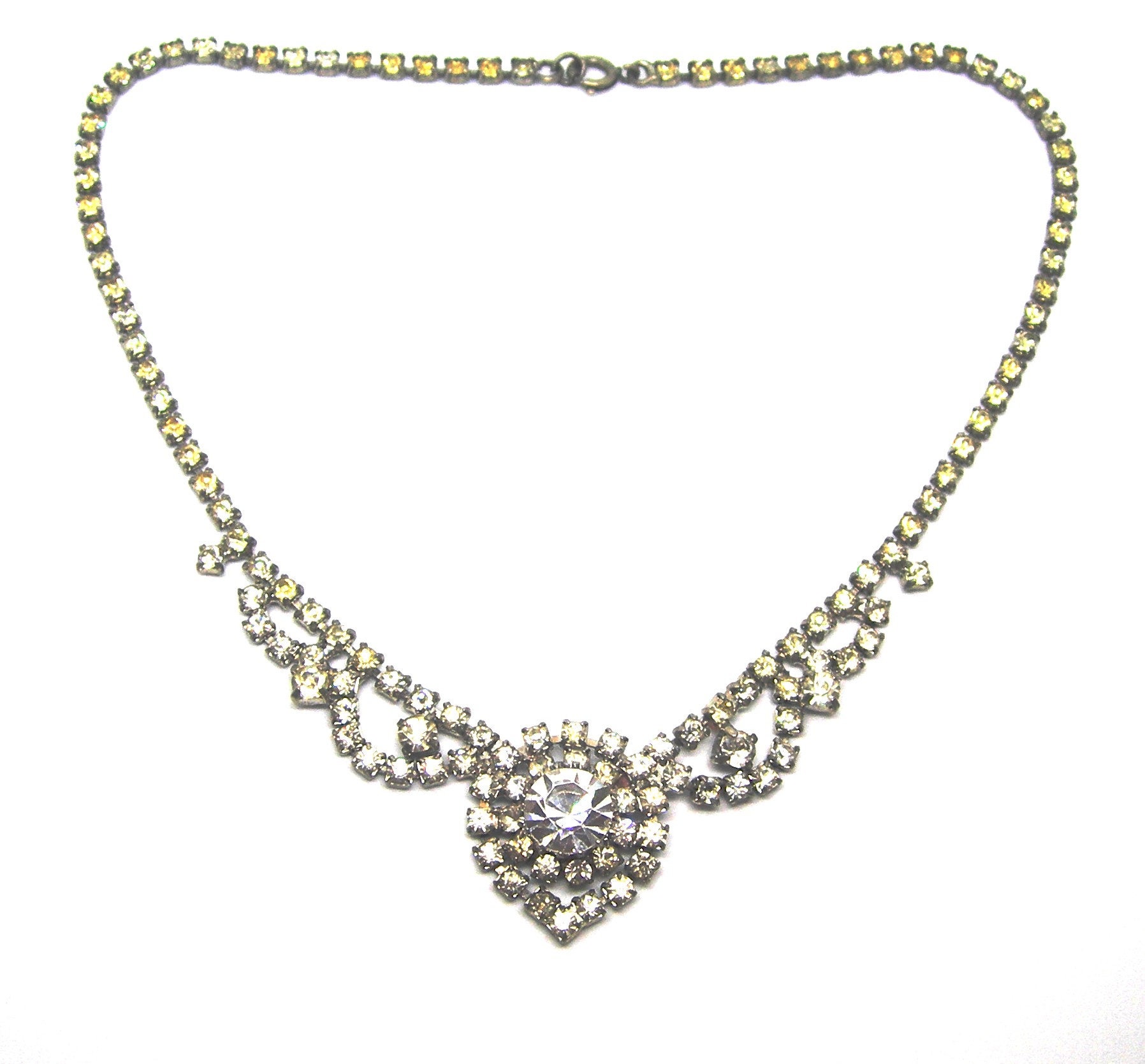 Rhinestone Sparkling Necklace Etsy UK