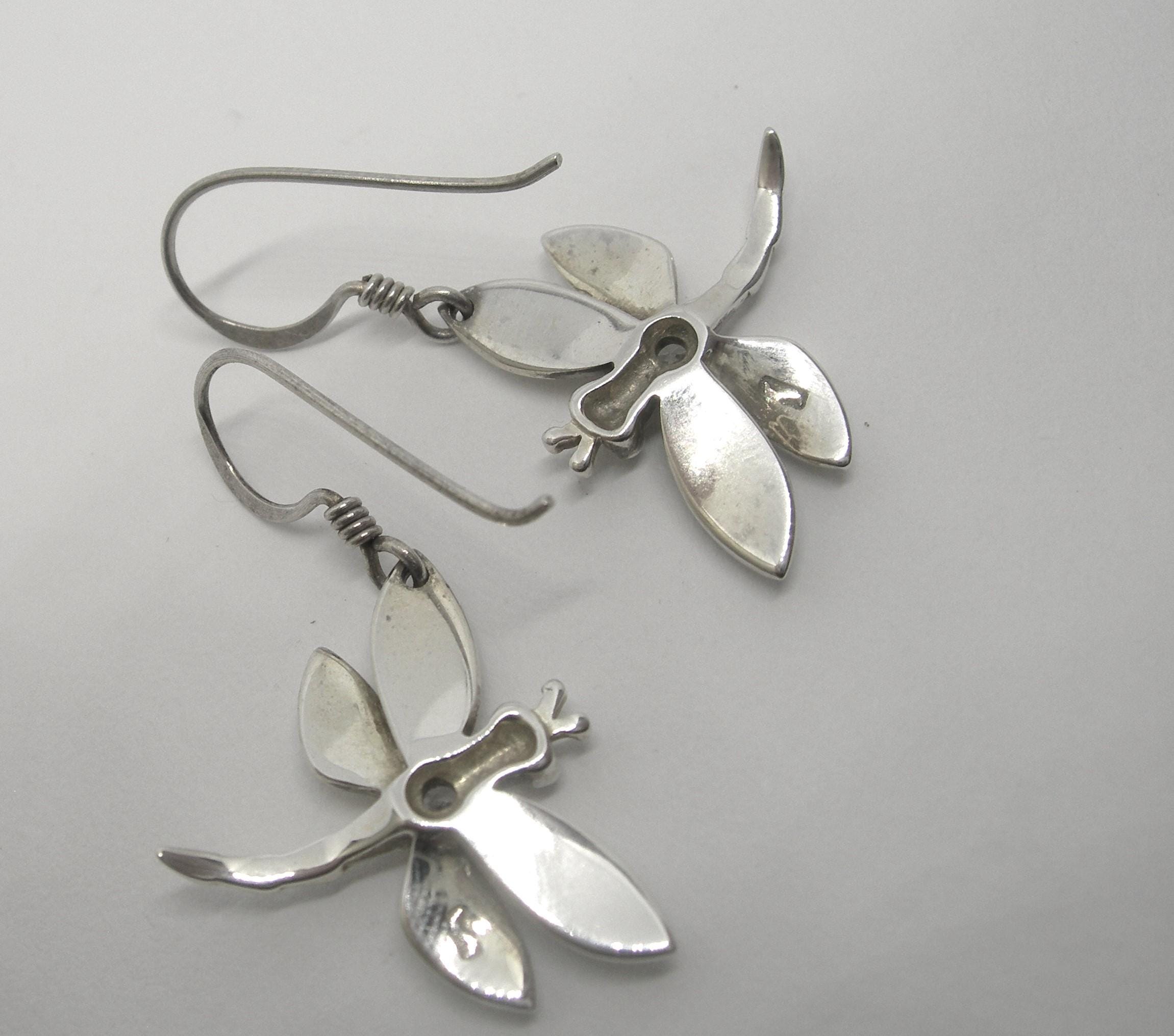 Parure Libellule Argent Et Zirconium - Collier + Boucles D'oreilles - 3 Pièces