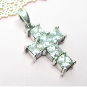 Sparkling ZIRCONIA SILVER CROSS pendant sterling