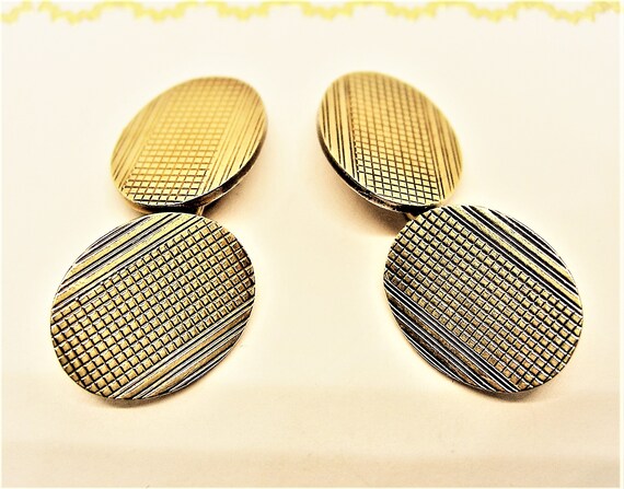 Boutons De Manchette Ovales Or 9 Carats - Chaîne Classique, Neuf Avec étiquettes, Jewellerybox