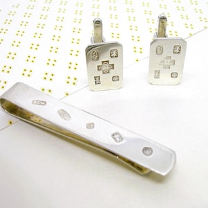 Sterling SILVER CUFF LINKS and Tie clip vintage 2000 men&#39;s accessories set