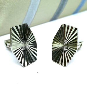 SILVER CUFF LINKS Modernist style vintage gift for him