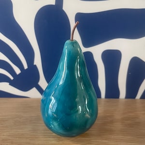 Ceramic pear in turquoise