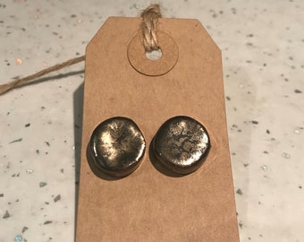 Gold earrings - ceramic with sterling silver