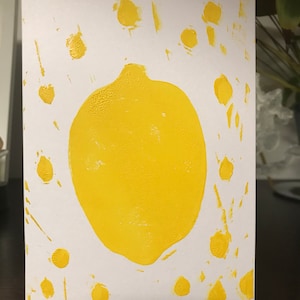 Lemon greetings card hand printed