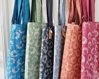 Hand Stamped Tote Bag, Cholla Wood and Bleach