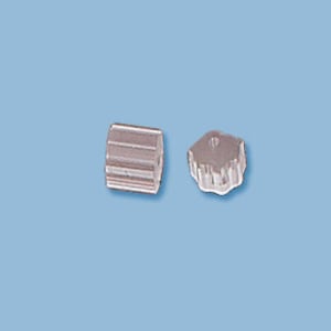 May include: Two silver-colored metal gears, one with a cylindrical shape and the other with a hexagonal shape.