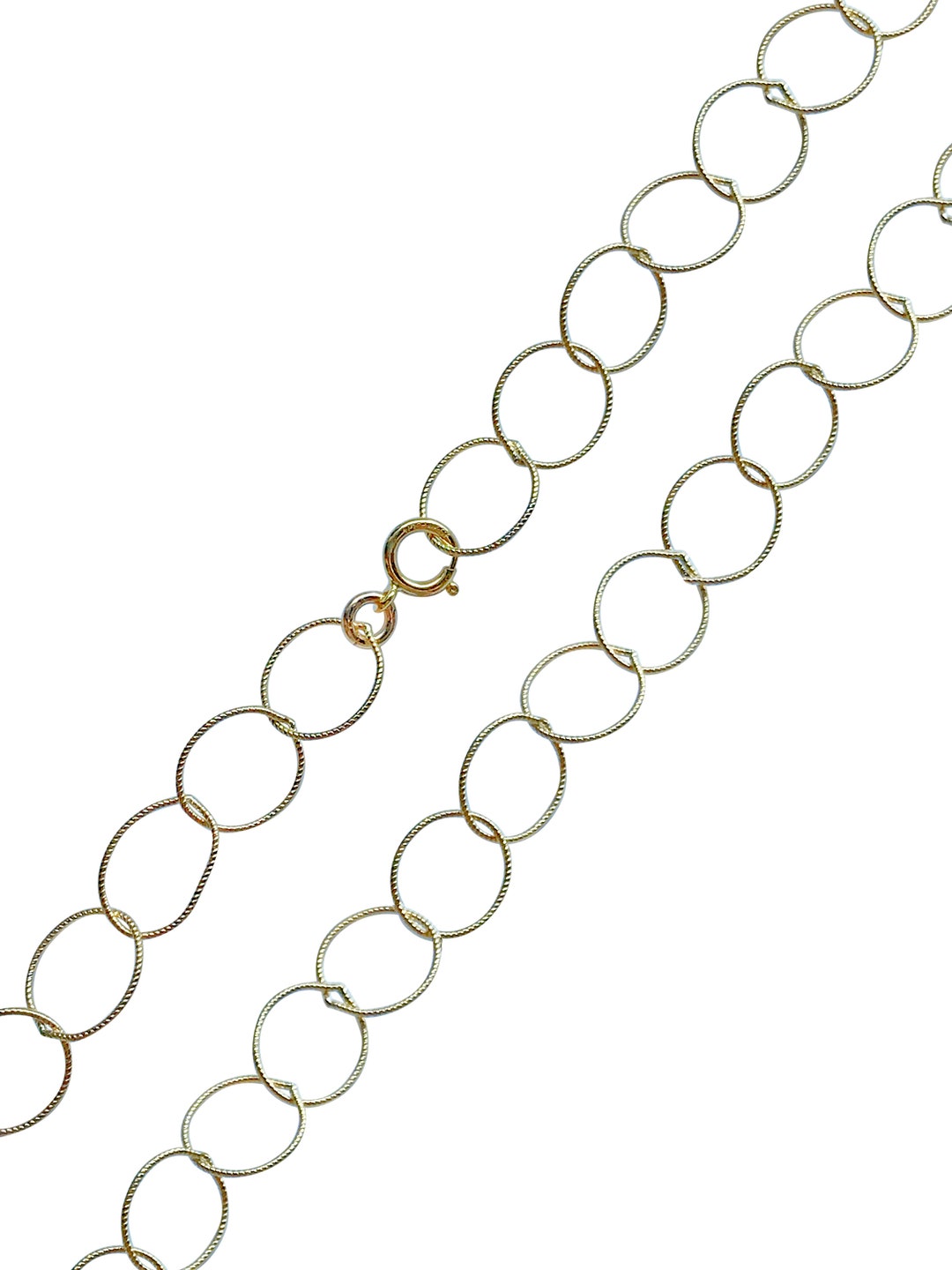 Textured Hoop Chain 14K Gold Filled Sterling Silver Chain With Clasp