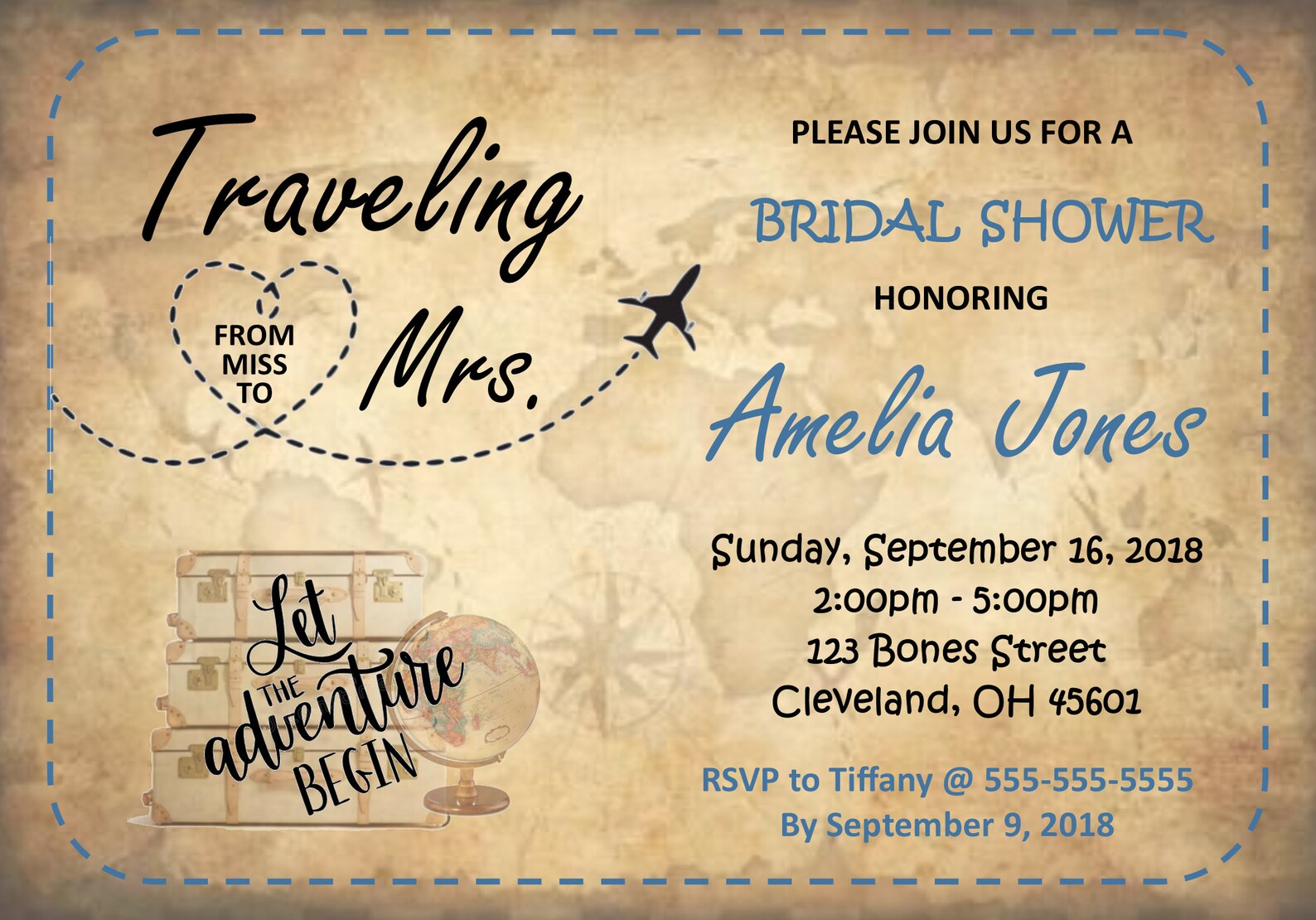 Bridal Shower Invitation Travel Etsy