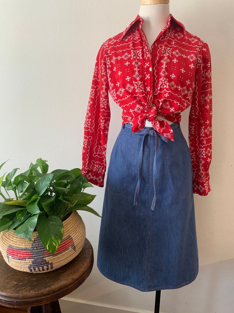 Vintage 70\u2019s Blue Jean Wrap Skirt