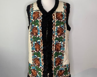 Amazing 1960’s Embroidered Suede Sheepskin/Shearling Vest