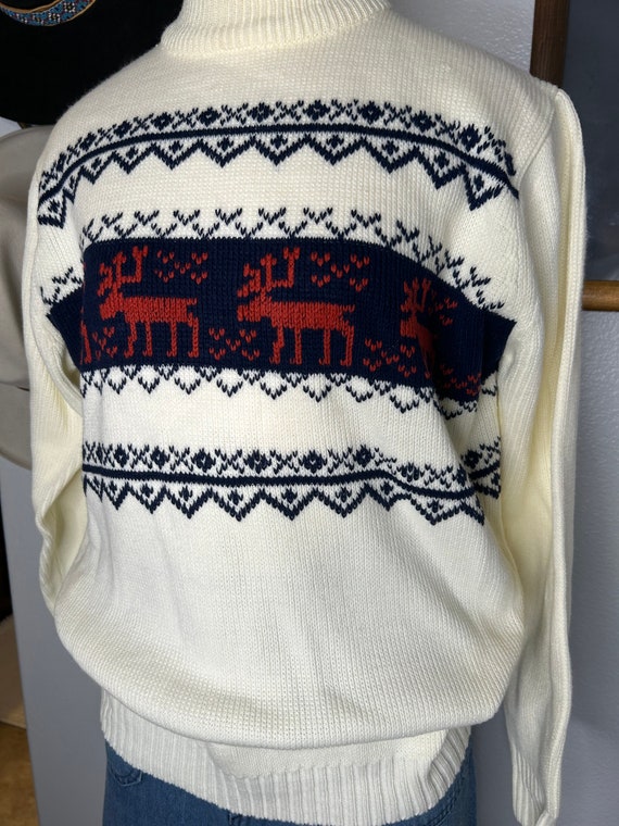 Vintage Reindeer Ski Sweater - image 5