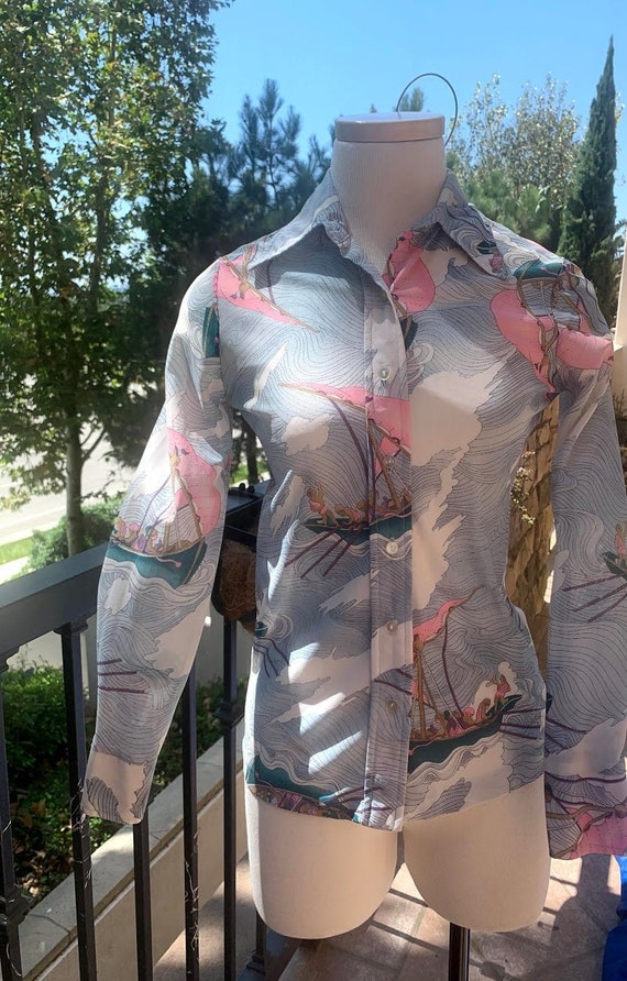 Vintage Novelty Print Poly Shirt