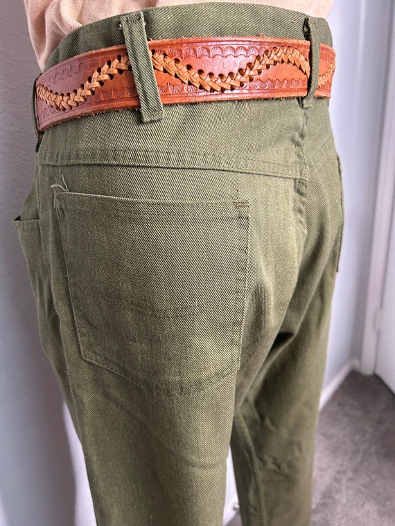 Vintage Sears Roebuck Army Green Denim Pants - image 4
