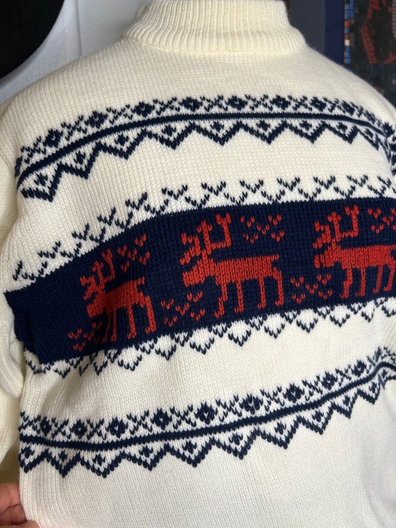 Vintage Reindeer Ski Sweater - image 3