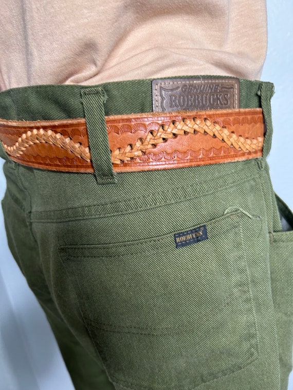 Vintage Sears Roebuck Army Green Denim Pants - image 5