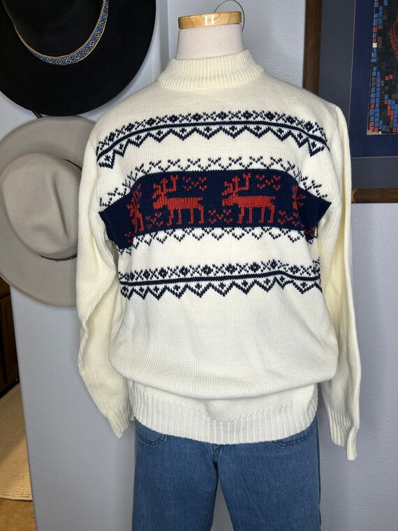 Vintage Reindeer Ski Sweater - image 2