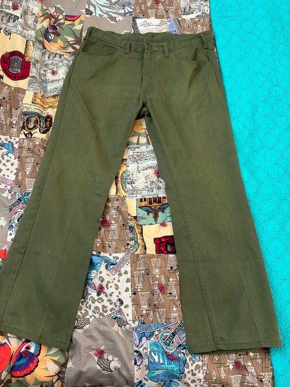 Vintage Sears Roebuck Army Green Denim Pants - image 8